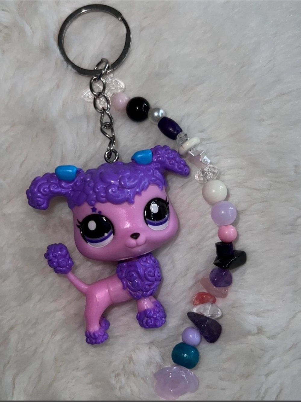 Purple & Pink Novelty Puppy Keychain Charm
